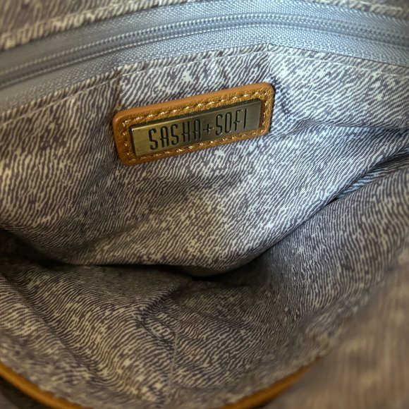 Sasha & Sofi Tan Crossbody Purse Adjustable Strap Weaved Foldover Flap - Picture 5 of 8